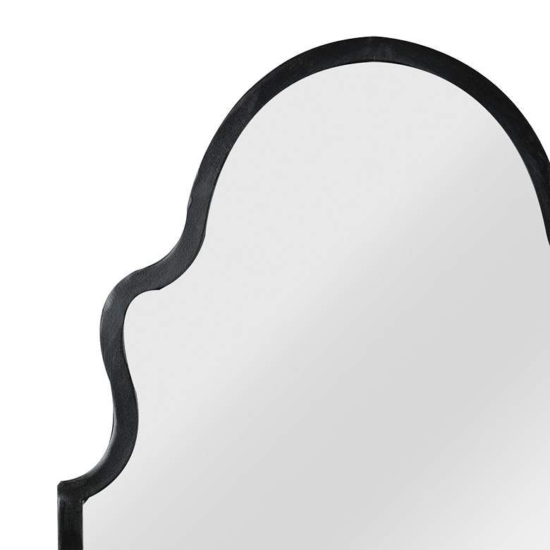 Image 3 Cadence Shiny Black 19 1/2" x 37 1/4" Arch Top Wall Mirror more views