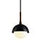 Cadet 15" Wide Black and Natural Acacia Wood Pendant Light