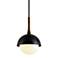 Cadet 15" Wide Black and Natural Acacia Wood Pendant Light