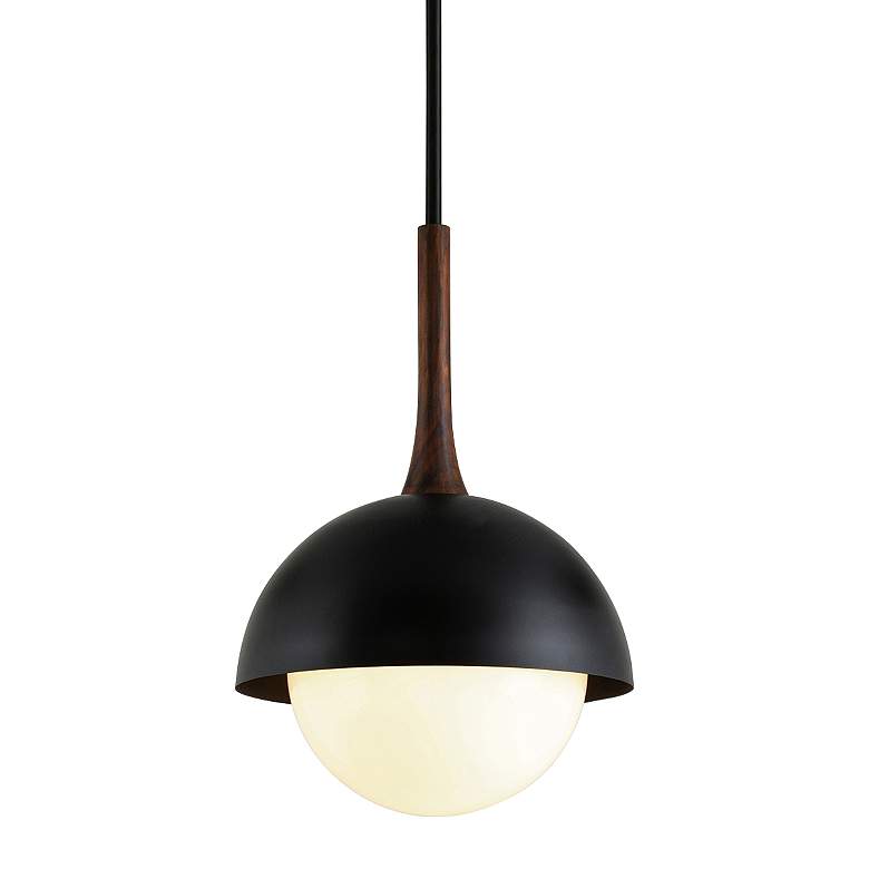 Image 2 Cadet 18 inch Wide Black and Natural Acacia Wood Pendant Light