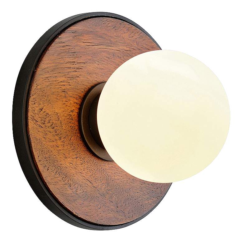 Image 1 Cadet 6 1/2 inch High Black and Natural Acacia Wood Wall Sconce