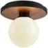Cadet 9" Wide Black and Natural Acacia Ceiling Light