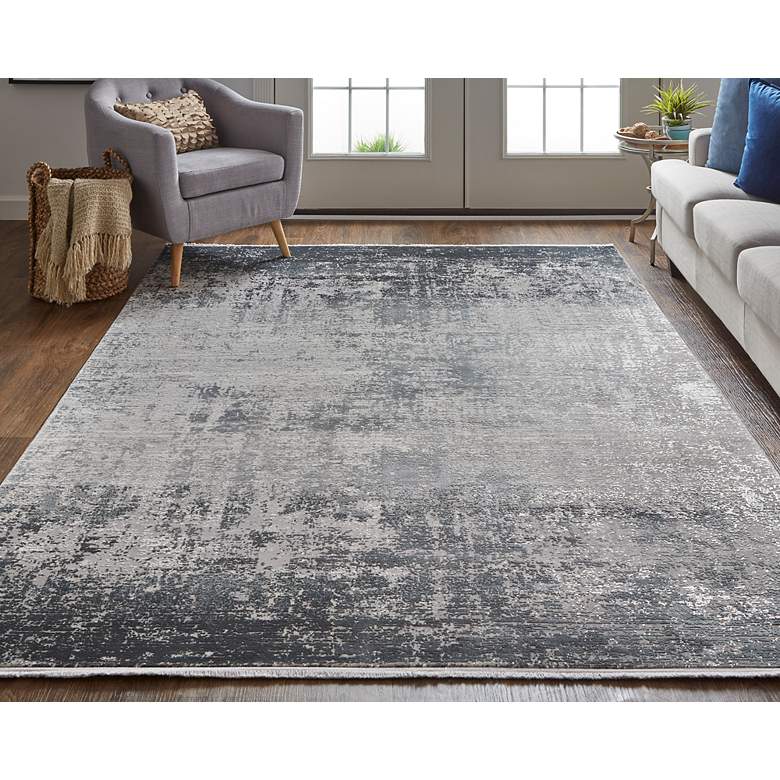 Image 1 Cadiz 39FWF 4&#39;10 inchx7&#39;10 inch Silver Gray and Black Area Rug