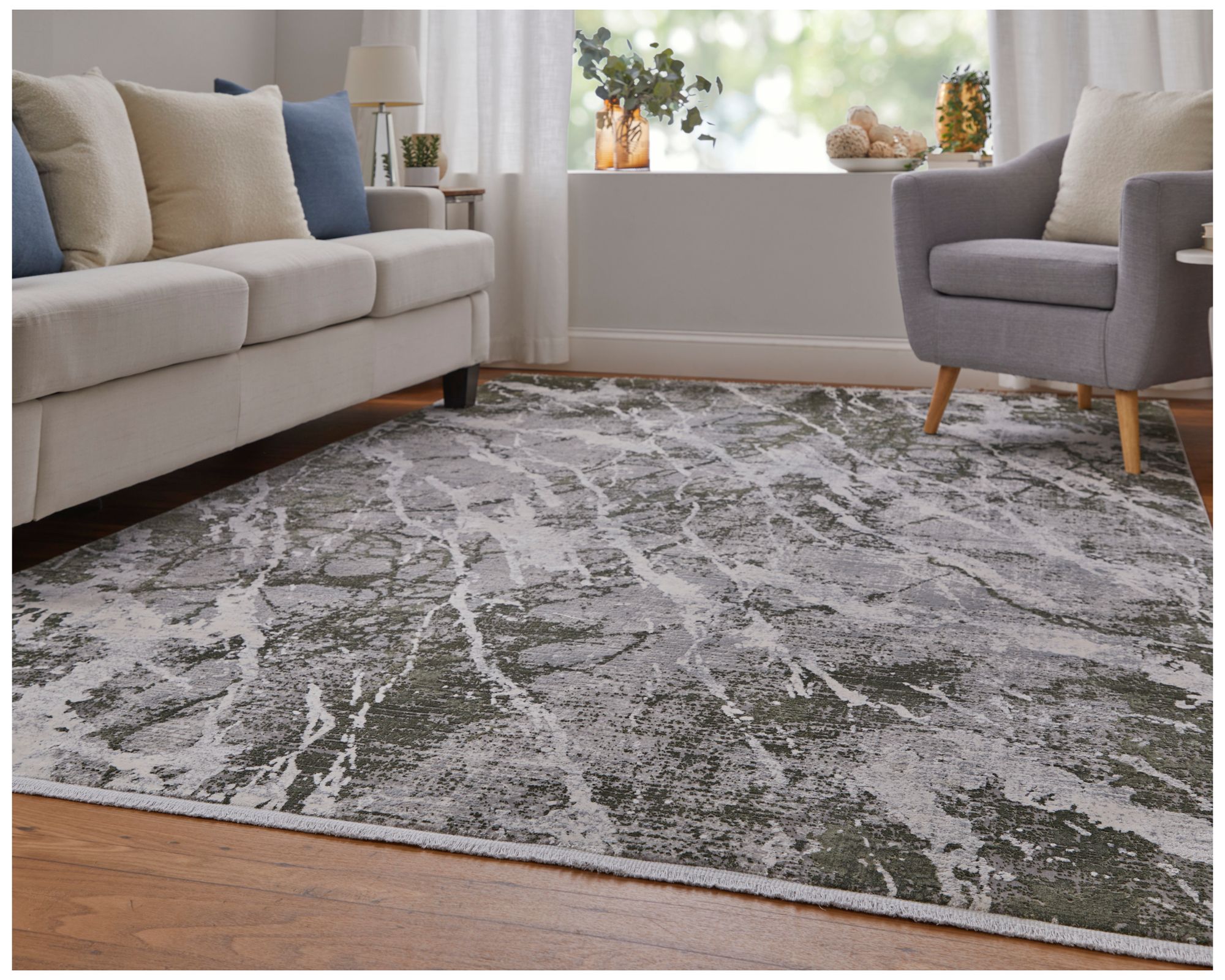 Image 2 Cadiz Abstract Indoor Gray Area Rug 39N6F 3'-1" x 10' more views