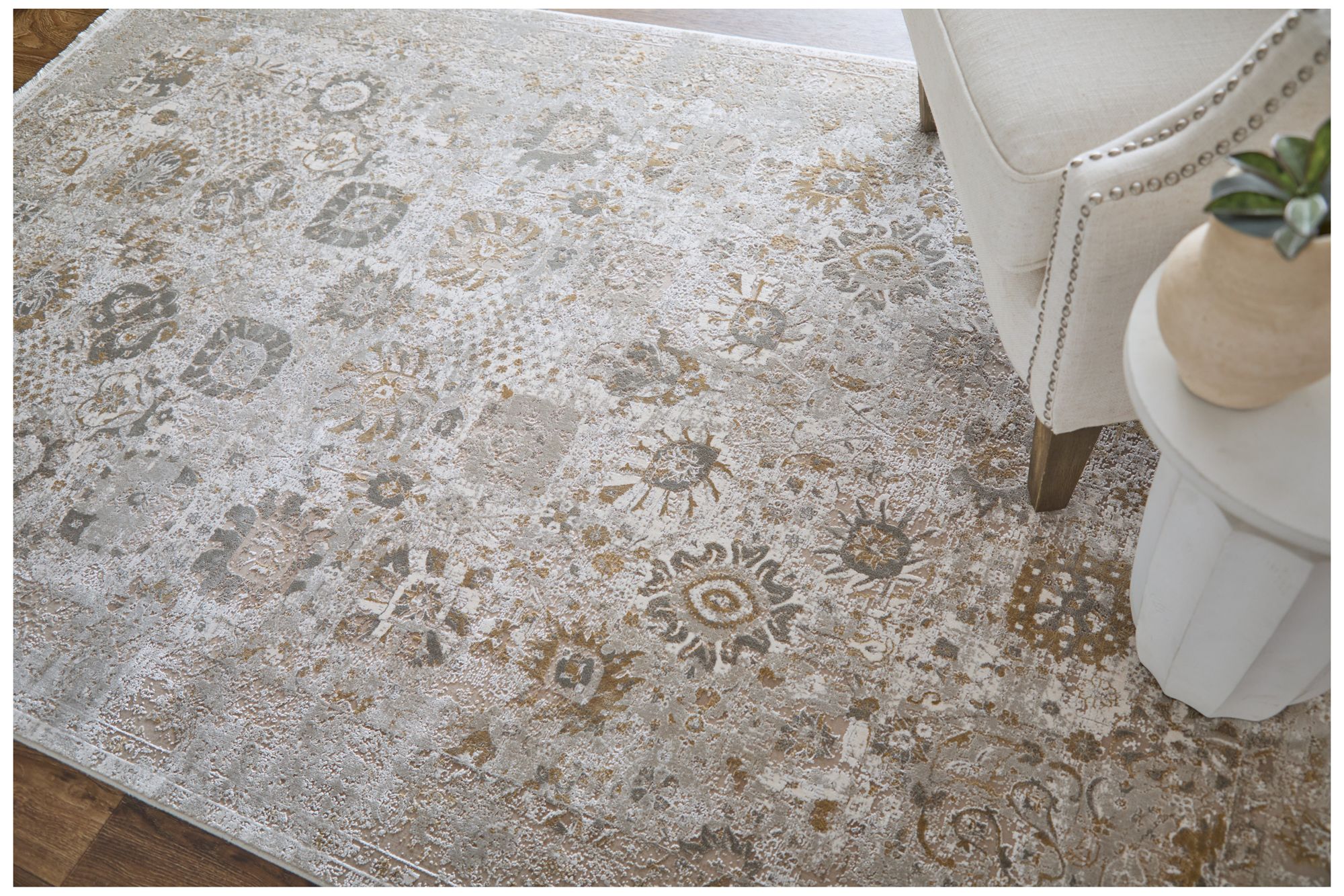 Image 2 Cadiz Floral & Botanical Indoor Ivory Area Rug 39SZF 2'-2" x 3'-2" more views