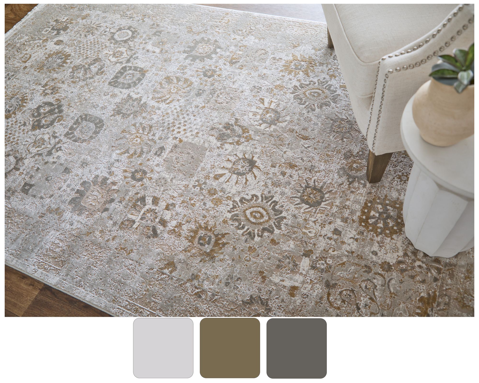 Image 5 Cadiz Floral & Botanical Indoor Ivory Area Rug 39SZF 4'-10" x 7'-10" more views