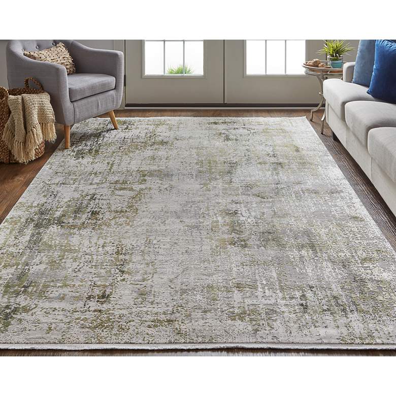 Image 1 Cadiz Modern Abstract Soft Indoor Green Area Rug 39FXF