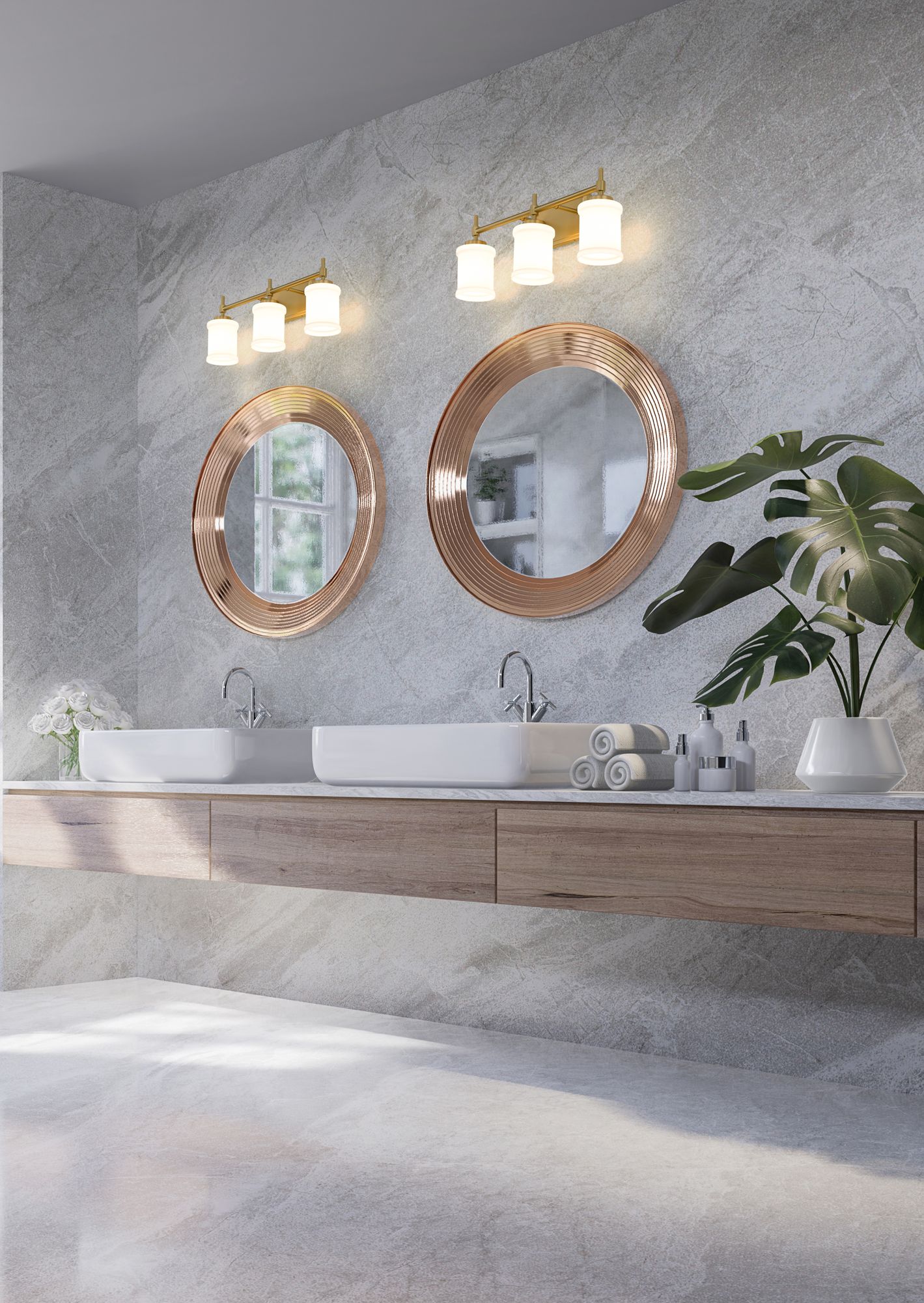 Image 2 Cadoc 23 1/2" Wide Modern Gold 3-Light Vanity Bath Light more views