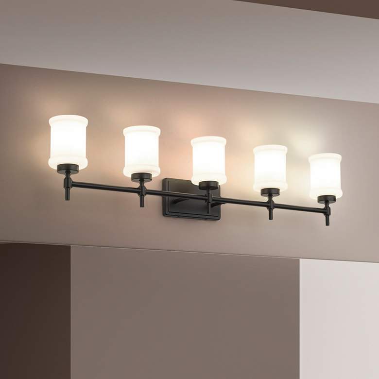 Image 1 Cadoc 40 1/2" Wide Matte Black 5-Light Bath Light