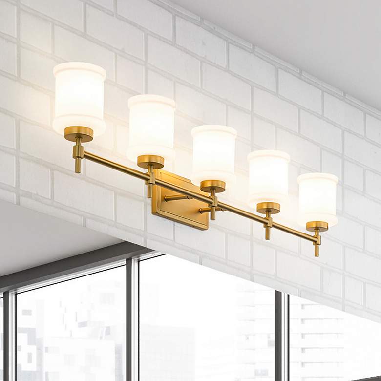 Image 2 Cadoc 40 1/2" Wide Modern Gold 5-Light Vanity Bath Light