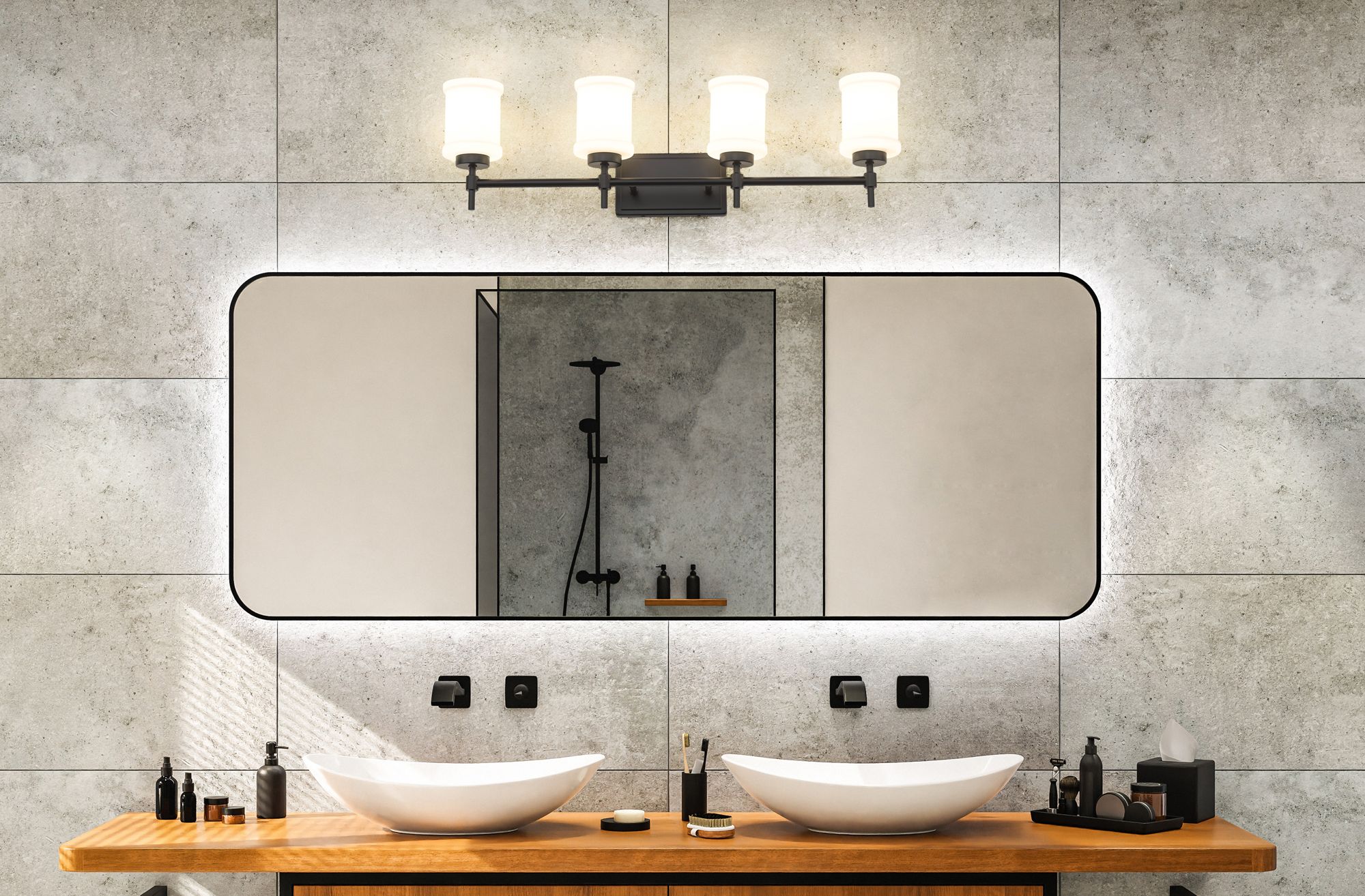 Image 3 Cadoc by Z-Lite Matte Black 31.5 inch 4 Light Vanity more views