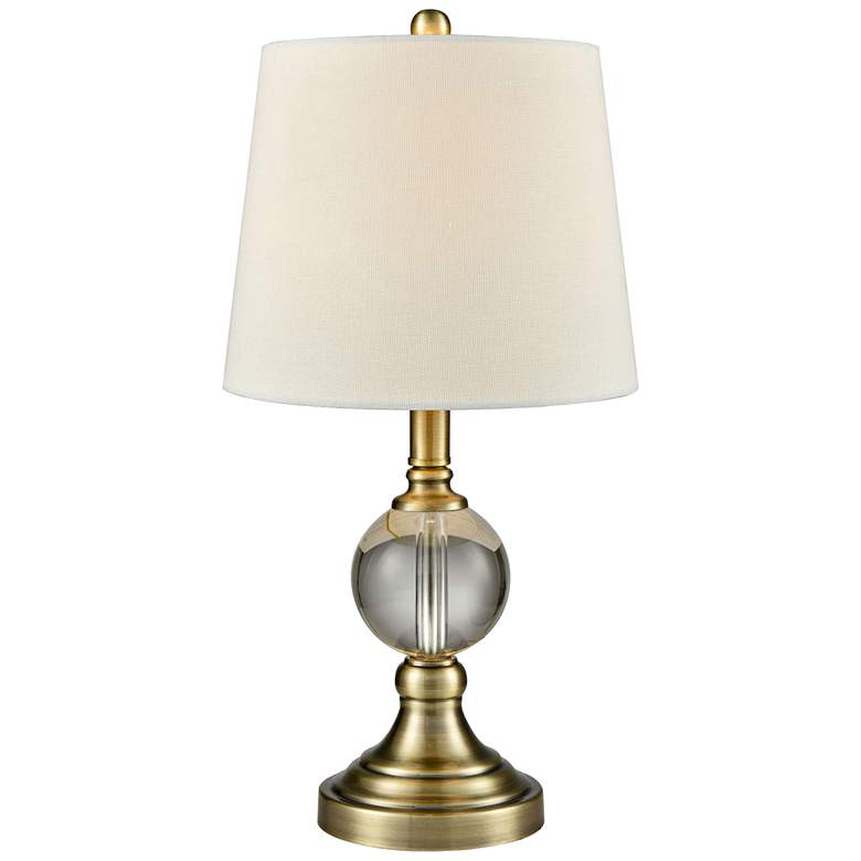 Image 1 Cadogan 19 inch High Antique Brass and Crystal Accent Table Lamp