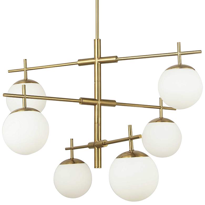 Image 2 Caelia 30" Wide Aged Brass 6-Light 3-Tier Chandelier