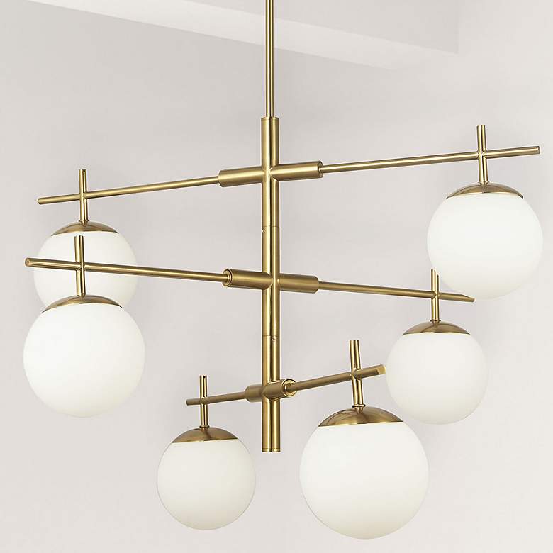 Image 1 Caelia 30" Wide Aged Brass 6-Light 3-Tier Chandelier