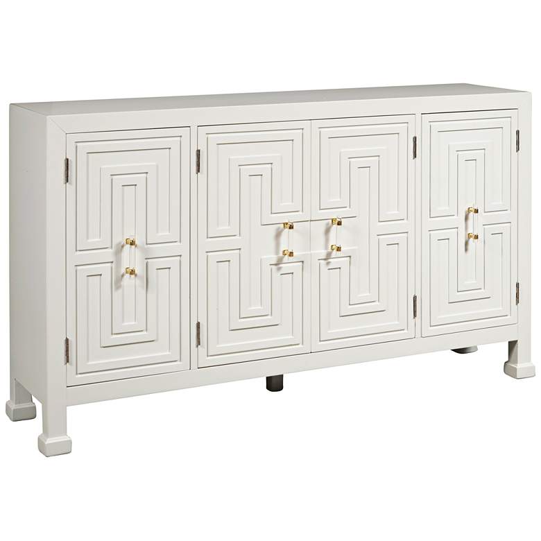 Image 1 Caelyn Geometric 60 inch Wide White 4-Door Media Credenza