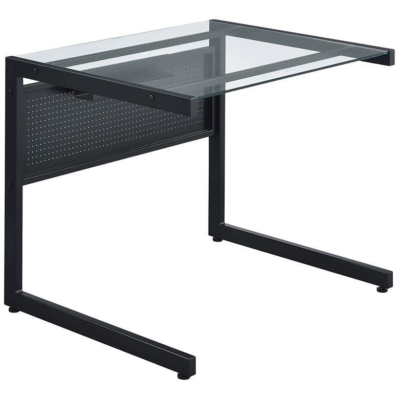 Image 2 Caesar 33 1/2" Wide Black Metal Clear Glass Rectangular Desk