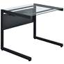 2_Caesar 33 1/2" Wide Black Metal Clear Glass Rectangular Desk