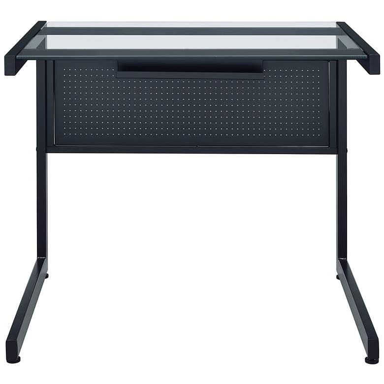 Image 4 Caesar 33 1/2" Wide Black Metal Clear Glass Rectangular Desk more views