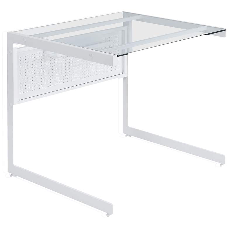 Image 1 Caesar 33 1/2" Wide White Metal Clear Glass Rectangular Desk
