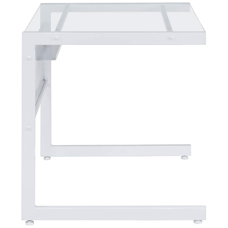 Image 2 Caesar 33 1/2" Wide White Metal Clear Glass Rectangular Desk more views