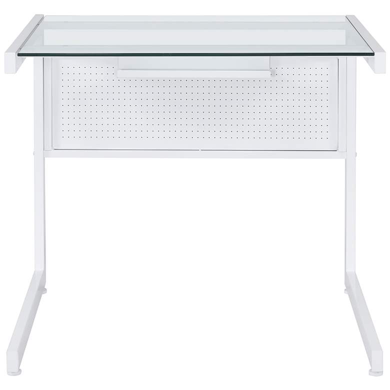 Image 3 Caesar 33 1/2" Wide White Metal Clear Glass Rectangular Desk more views
