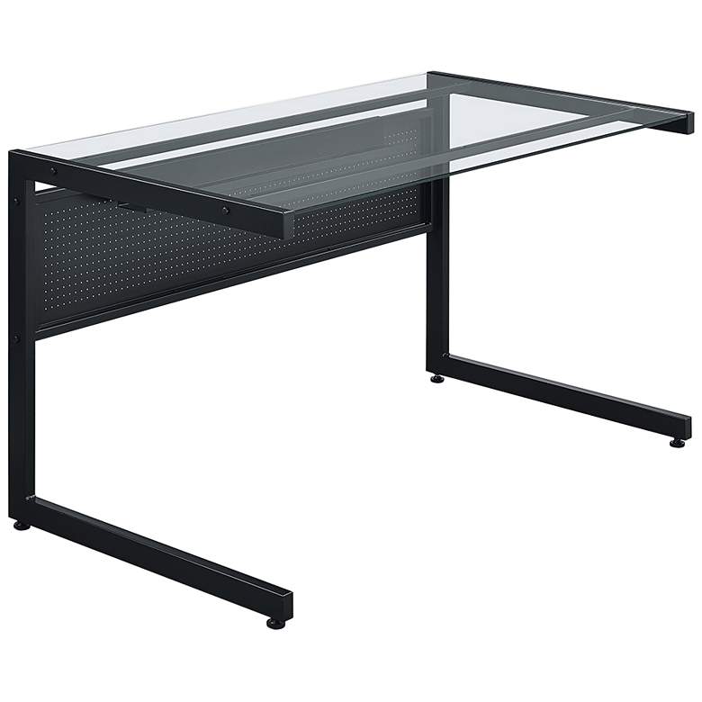 Image 2 Caesar 49 1/2" Wide Black Metal Clear Glass Rectangular Desk