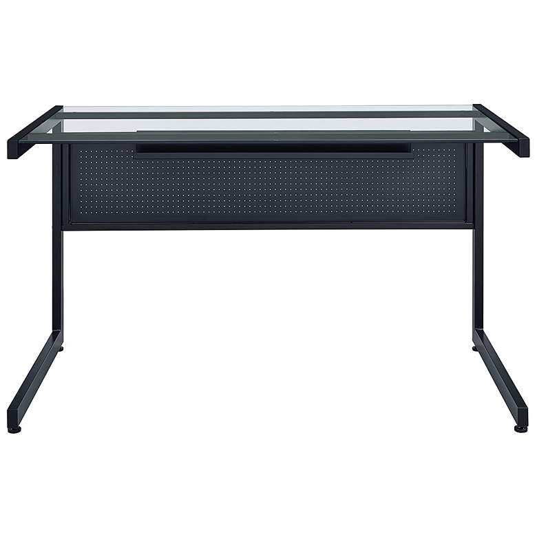 Image 4 Caesar 49 1/2" Wide Black Metal Clear Glass Rectangular Desk more views