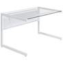 1_Caesar 49 1/2" Wide White Metal Clear Glass Rectangular Desk