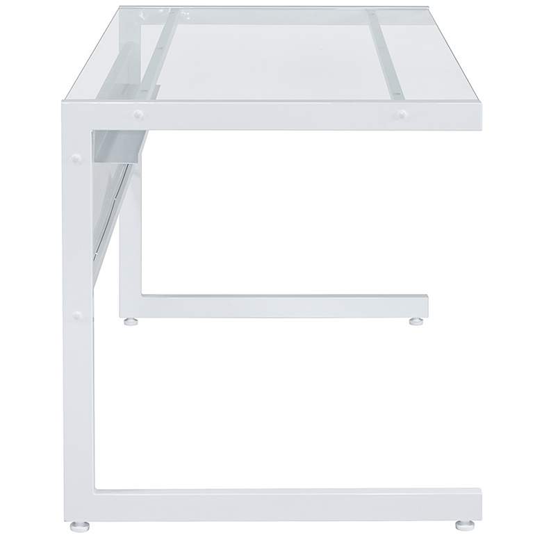Image 2 Caesar 49 1/2" Wide White Metal Clear Glass Rectangular Desk more views