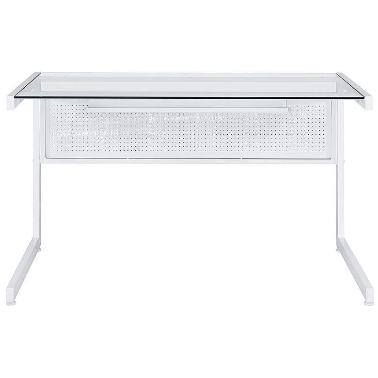 Image 3 Caesar 49 1/2" Wide White Metal Clear Glass Rectangular Desk more views