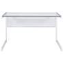 3_Caesar 49 1/2" Wide White Metal Clear Glass Rectangular Desk more views