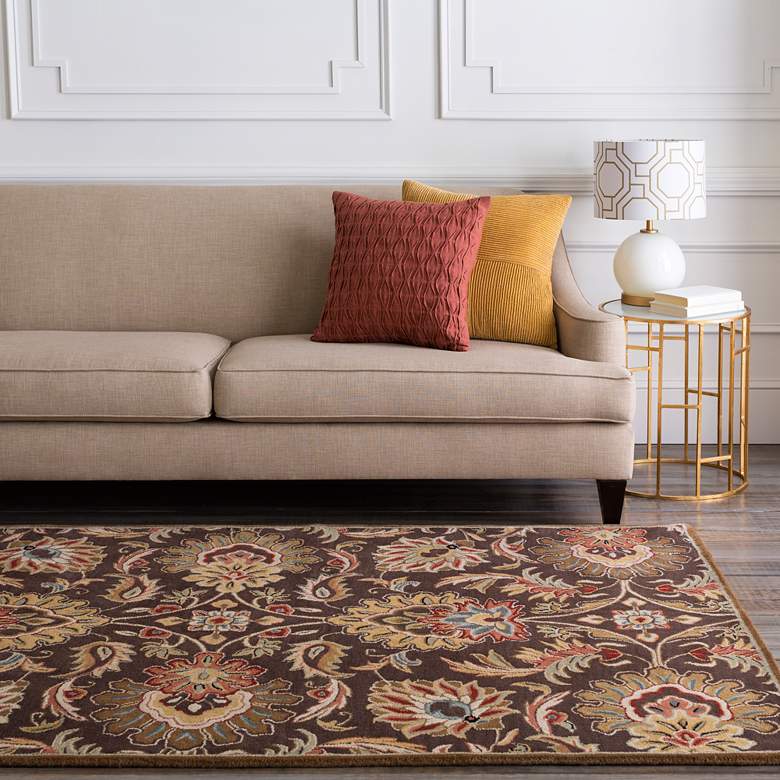 Image 1 Caesar CAE-1028 5'x8' Dark Brown and Garnet Area Rug