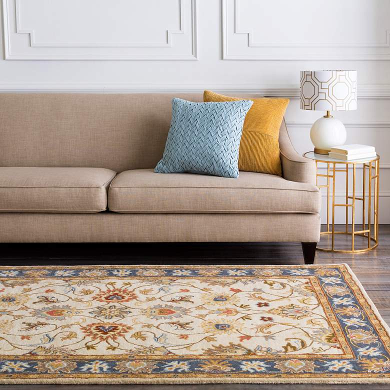 Image 1 Caesar CAE-1125 5'x8' Bright Yellow and Denim Area Rug