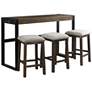 1_Caesar Walnut Wood 4-Piece Occasional Table and Stool Set