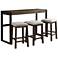 Caesar Walnut Wood 4-Piece Occasional Table and Stool Set