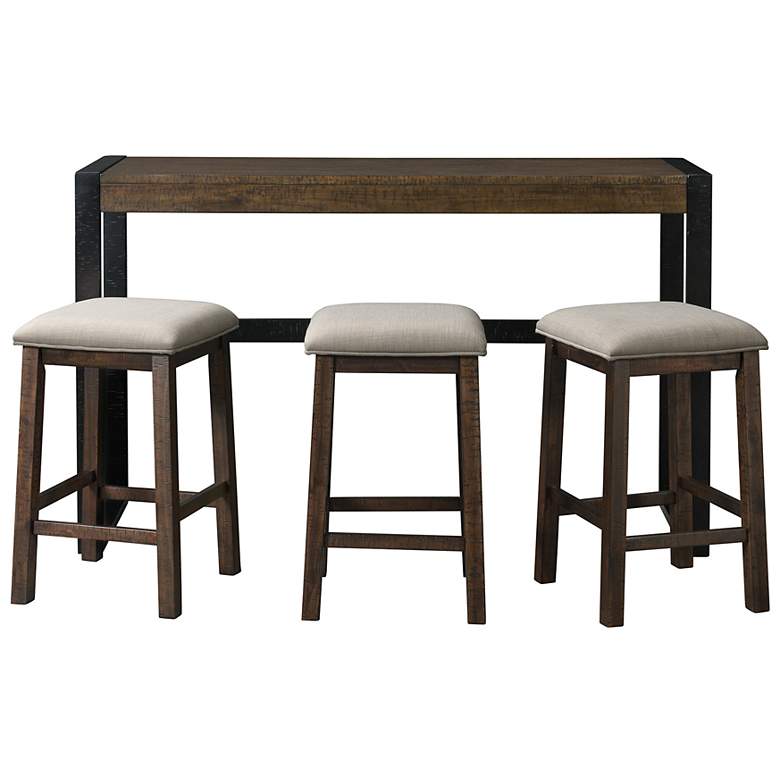 Image 2 Caesar Walnut Wood 4-Piece Occasional Table and Stool Set more views