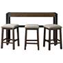 2_Caesar Walnut Wood 4-Piece Occasional Table and Stool Set more views