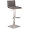 Cafe Gray Faux Leather Stainless Steel Adjustable Barstool