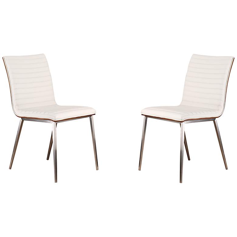Image 1 Cafe White Faux Leather Dining Chair Set of 2