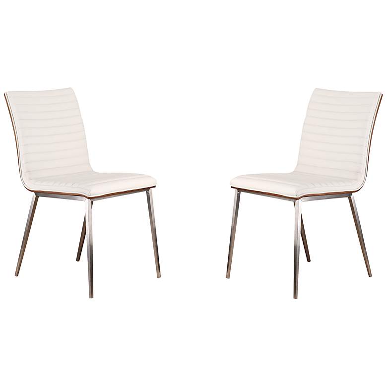 Image 1 Cafe White Faux Leather Dining Chair Set of 2