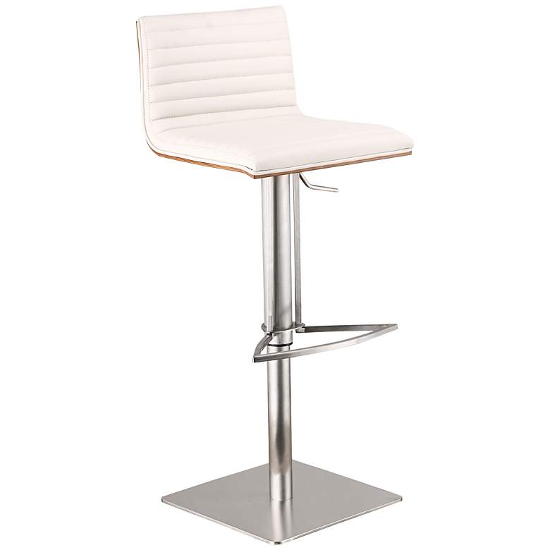 Cafe White Stainless Steel Adjustable Barstool