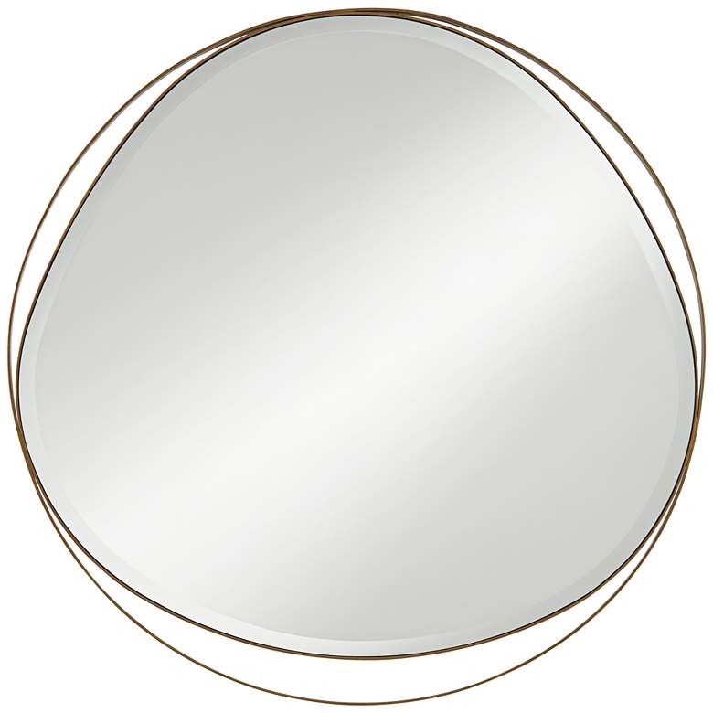 Image 3 Caffrey Brushed Gold 31 1/2 inch Round Wall Mirror