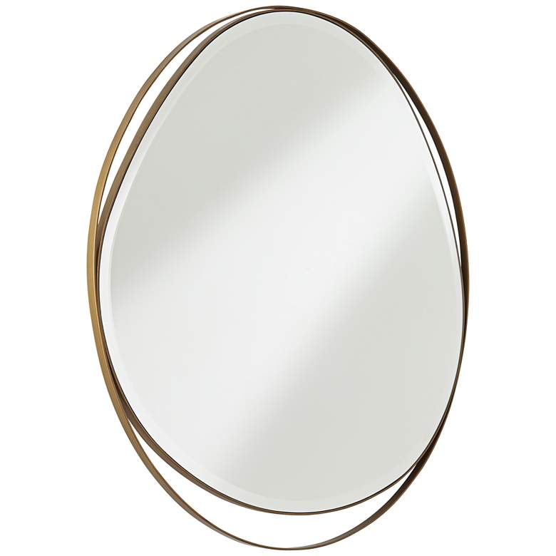 Image 7 Caffrey Brushed Gold 31 1/2 inch Round Wall Mirror more views