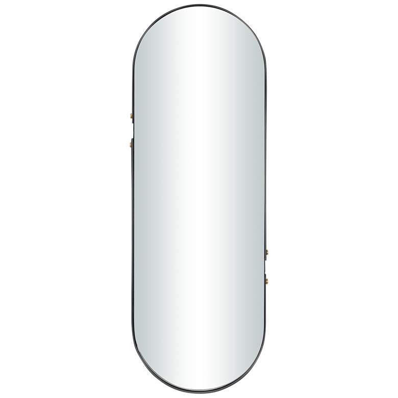 Image 4 Caffrey Matte Black Metal 15 inch x 43 inch Oval Wall Mirror more views