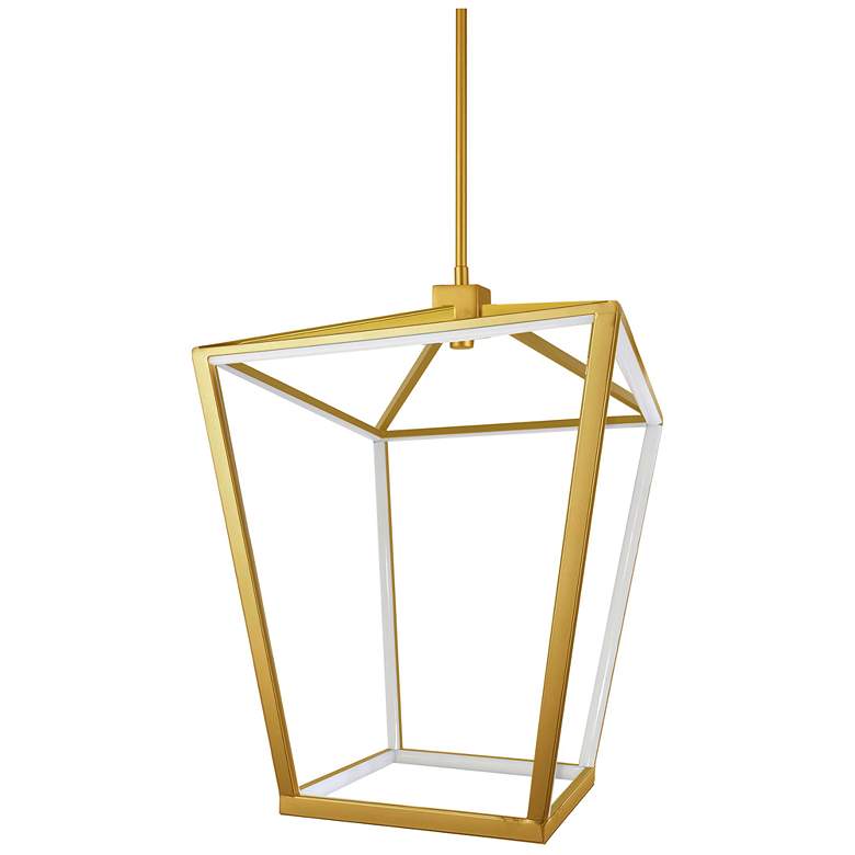 Image 1 Cage 13" Wide Aged Brass 46W LED Pendant