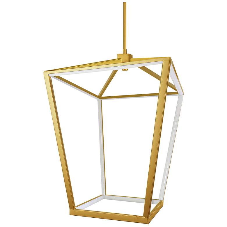 Image 1 Cage 17 inch Wide Aged Brass 64W LED Pendant