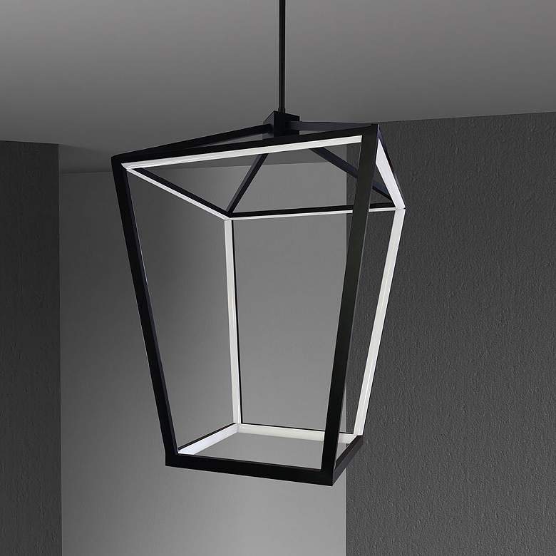 Image 1 Cage 17" Wide Painted Black and White LED Pendant Light