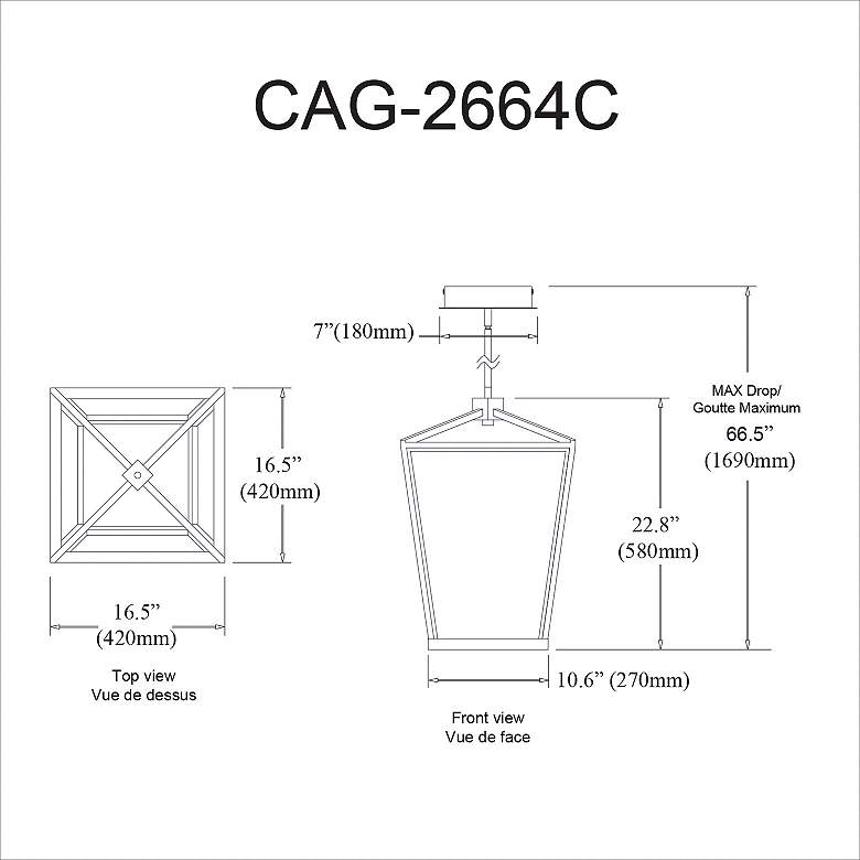 Image 3 Cage 17" Wide Painted Black and White LED Pendant Light more views