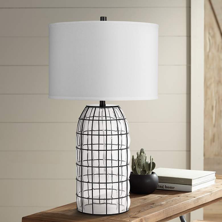 Image 1 Cage Wrapped Glass LED Table Lamp