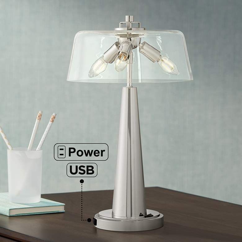 Cagna Modern LED Table Lamp with USB Port and Outlet